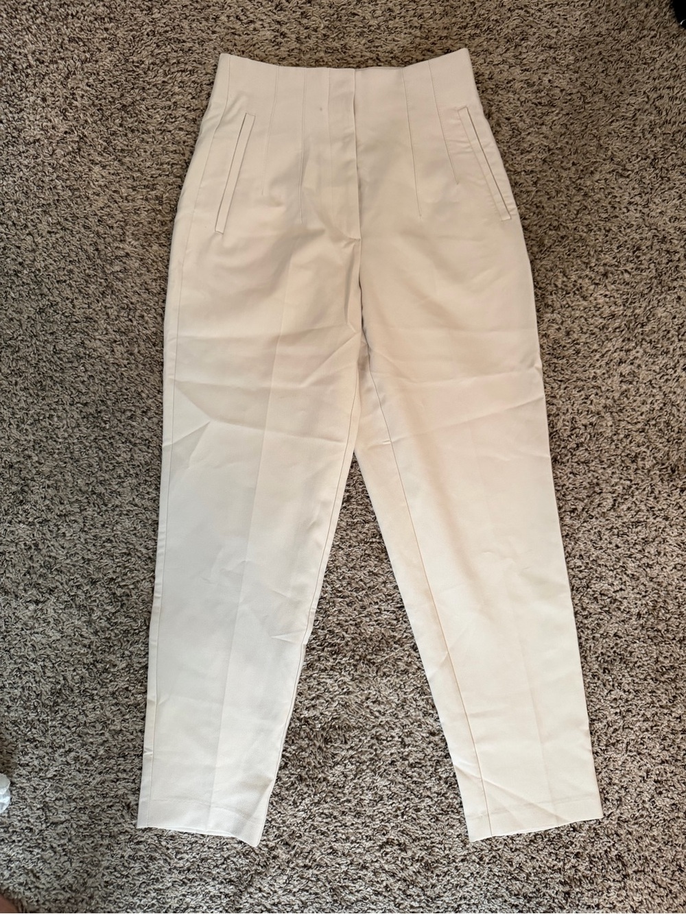 Zara White High Waisted Tailored Trousers Size S